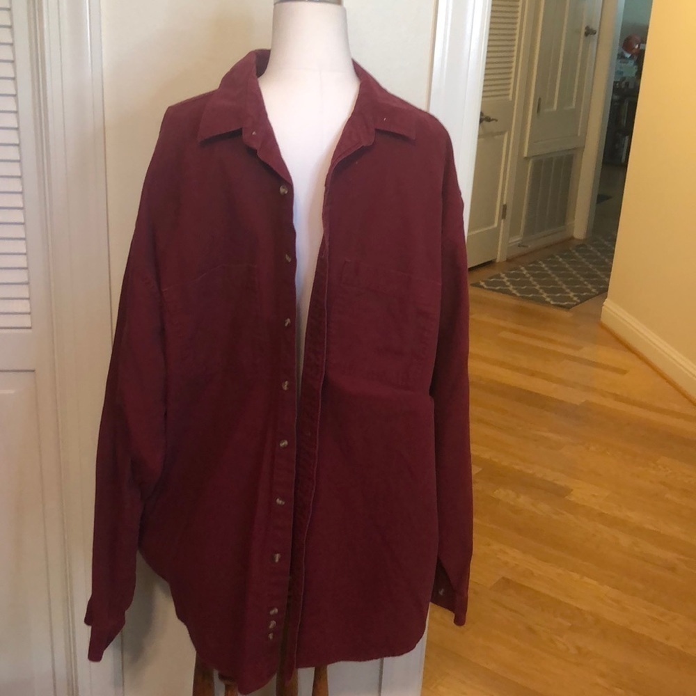 EDDIE Bauer Maroon Button Down Shirt Size XXL Tall EUC